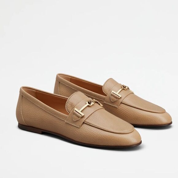 Tod's Shoes - TOD’S Embellished Leather Loafer in Tan